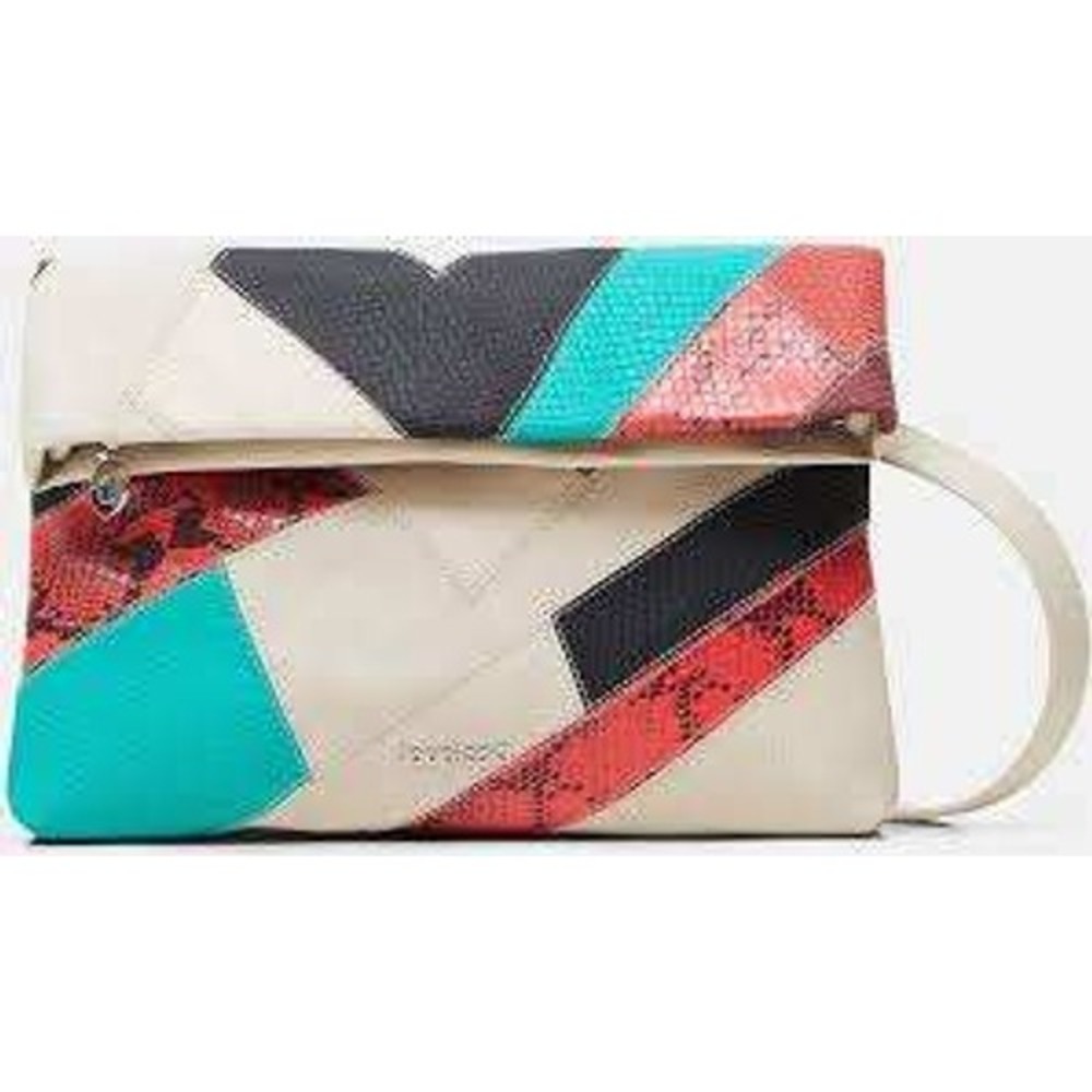 Desigual Patchwork Geometric Faux Leather Crossbody Bag 21SAXPD5 Multi Color NEW